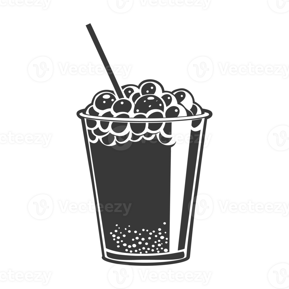 AI generated Silhouette Bubble tea drink black color only png