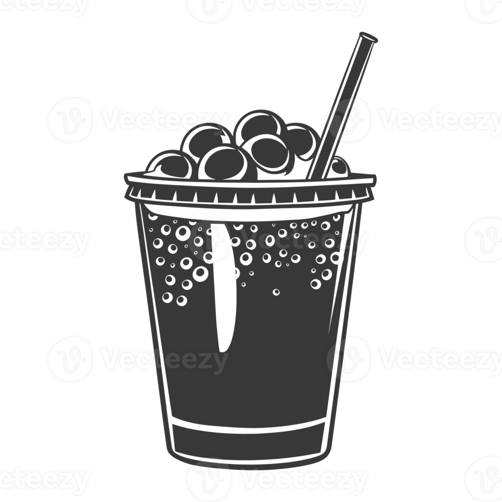 AI generated Silhouette Bubble tea drink black color only png