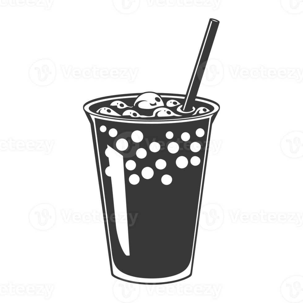 AI generated Silhouette Bubble tea drink black color only png