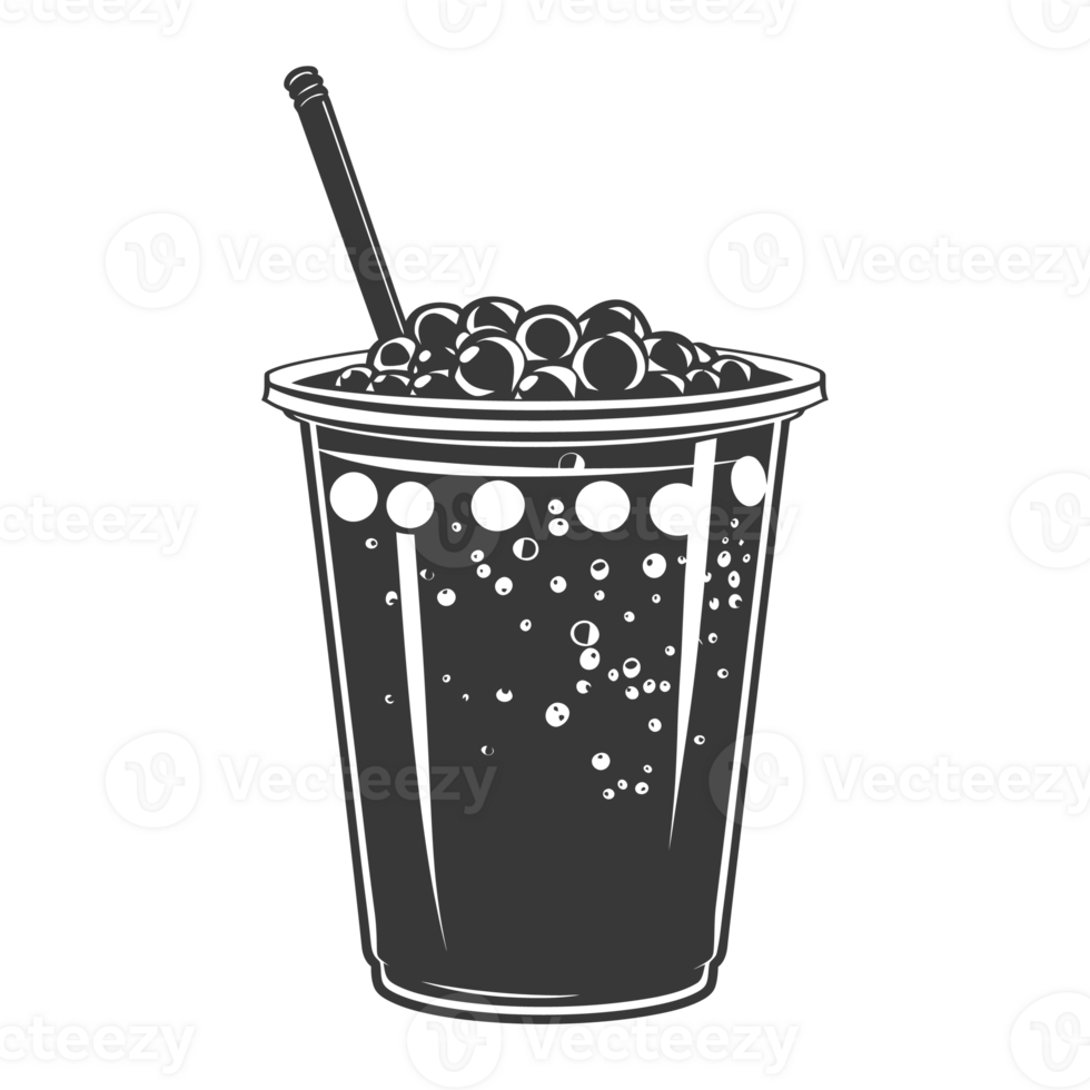 AI generated Silhouette Bubble tea drink black color only png