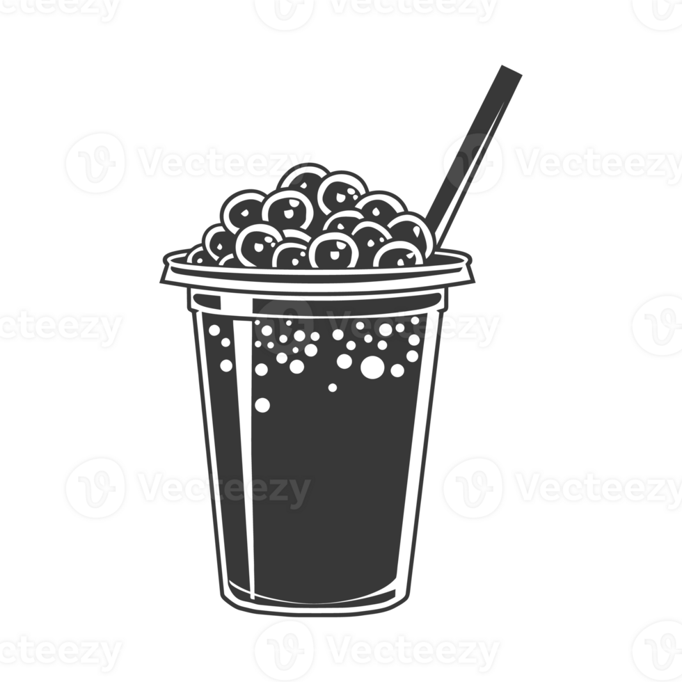 AI generated Silhouette Bubble tea drink black color only png