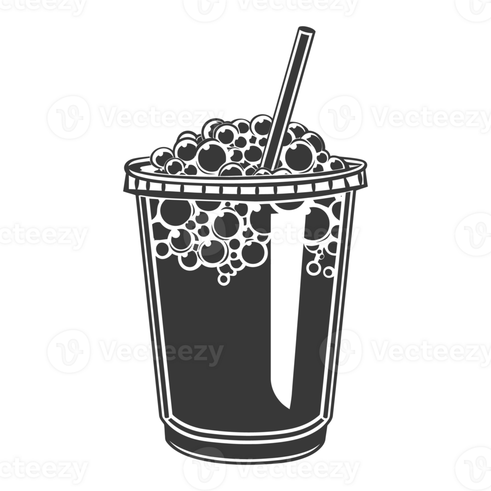 AI generated Silhouette Bubble tea drink black color only png