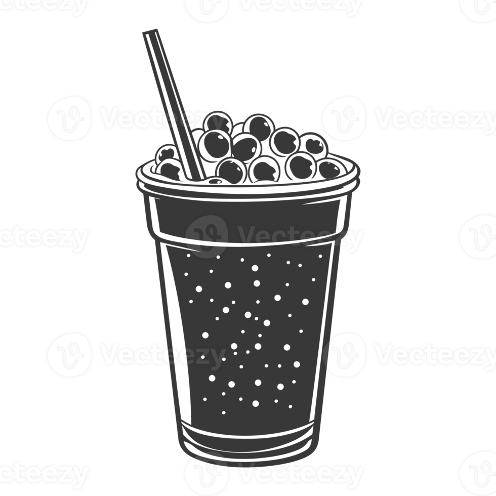 AI generated Silhouette Bubble tea drink black color only png