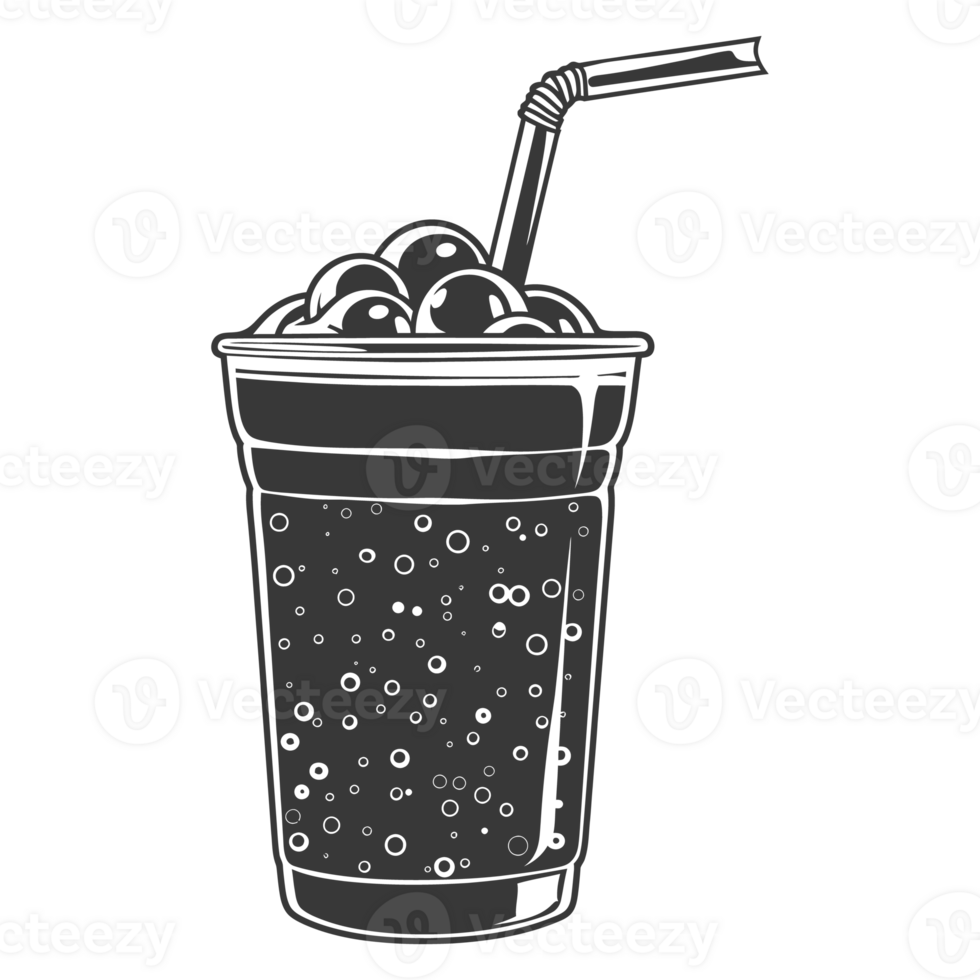 AI generated Silhouette Bubble tea drink black color only png