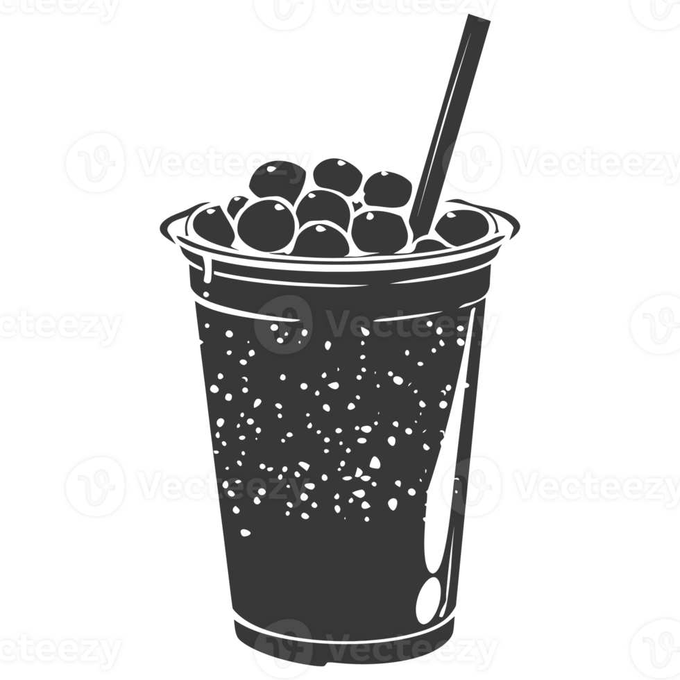 AI generated Silhouette Bubble tea drink black color only png