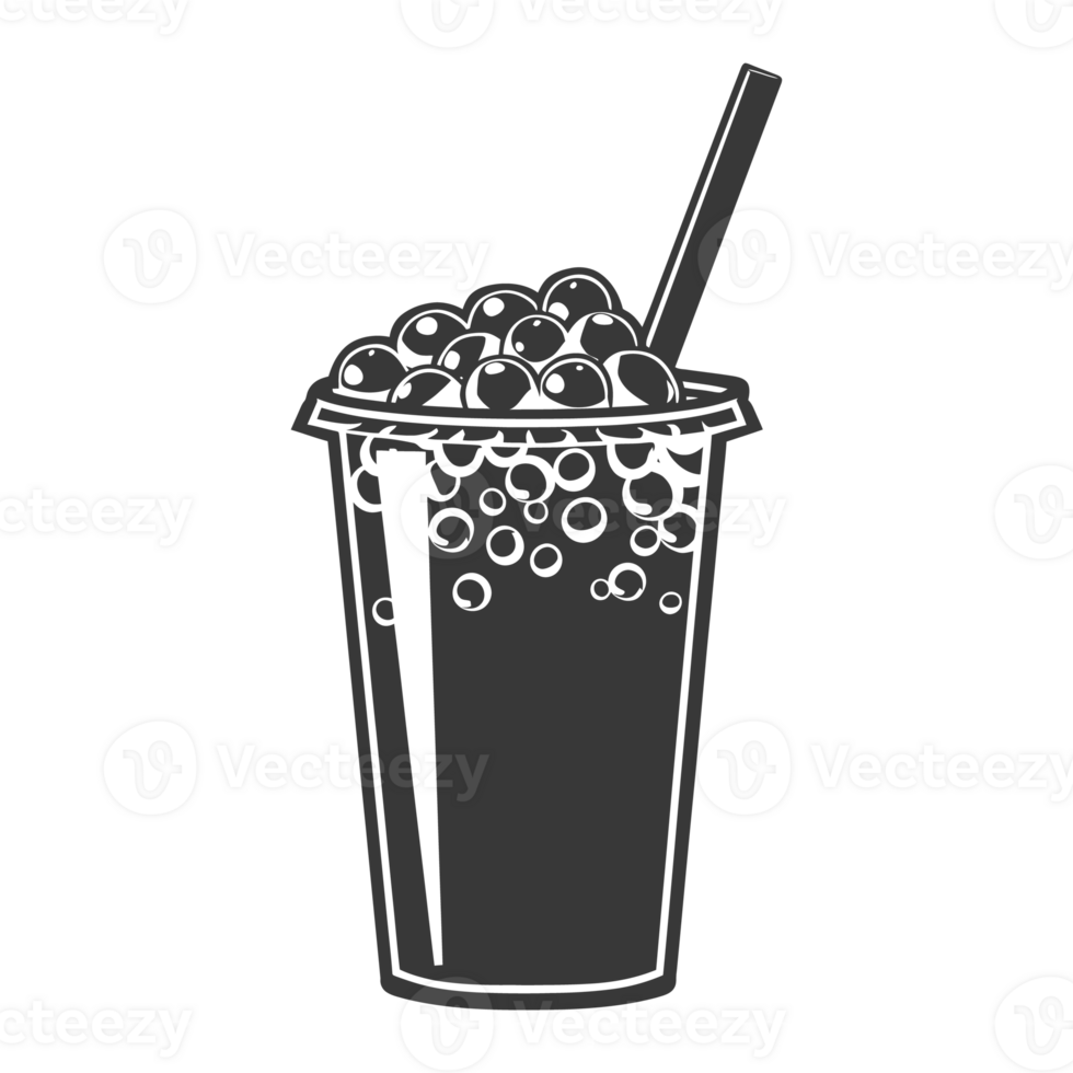 AI generated Silhouette Bubble tea drink black color only png