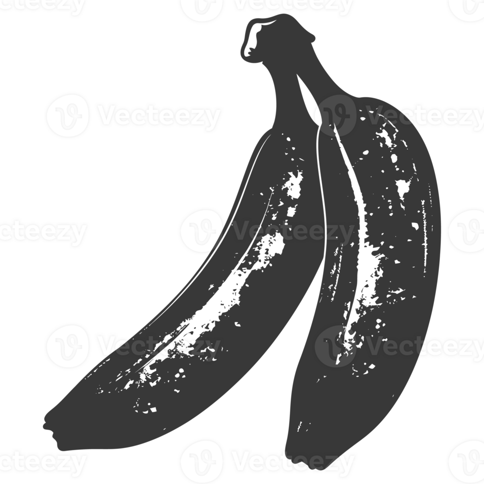 AI generated Silhouette Banana Fruit black color only png
