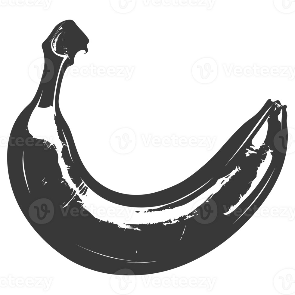 AI generated Silhouette Banana Fruit black color only png
