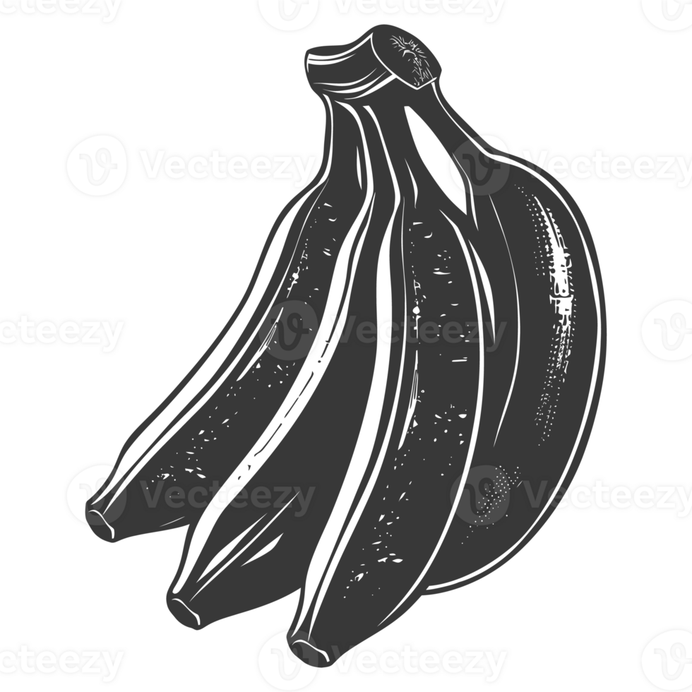 AI generated Silhouette Banana Fruit black color only png