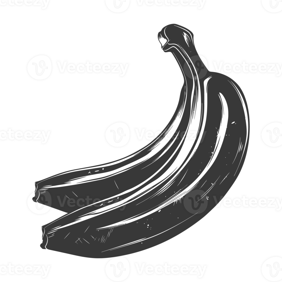 AI generated Silhouette Banana Fruit black color only png