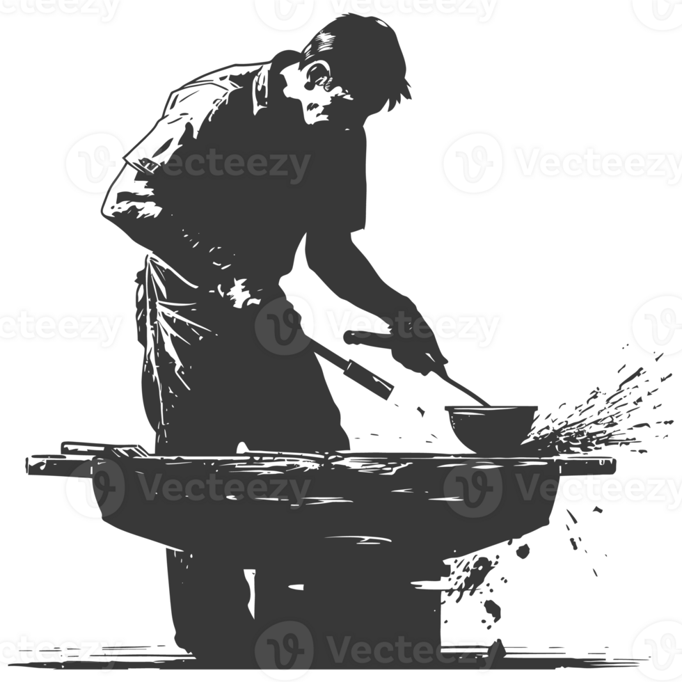 ai genererad silhuett smed i verkan svart Färg endast full kropp png