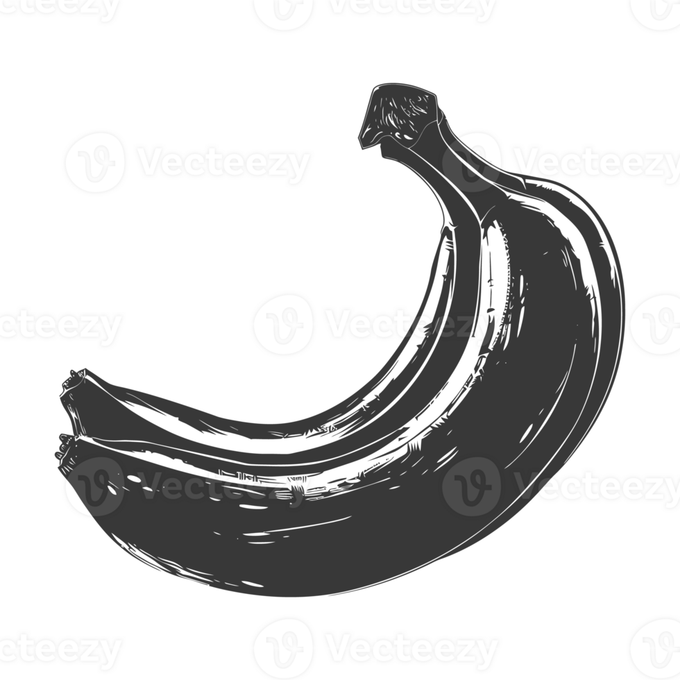 AI generated Silhouette Banana Fruit black color only png