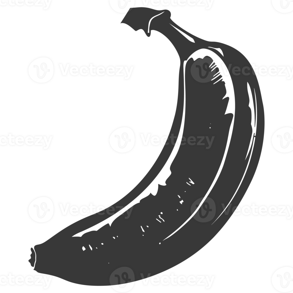 AI generated Silhouette Banana Fruit black color only png