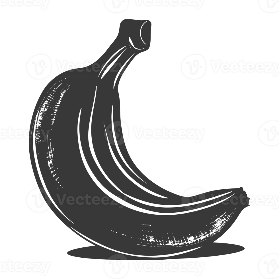 AI generated Silhouette Banana Fruit black color only png