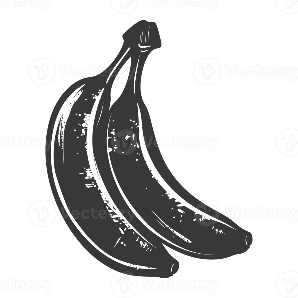 AI generated Silhouette Banana Fruit black color only png