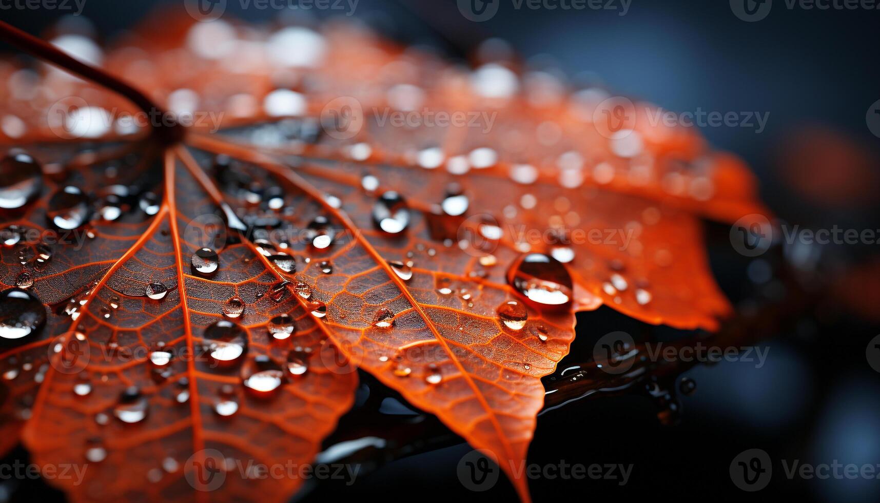 AI generated Vibrant autumn leaf reflects beauty of nature in close up generated by AI photo