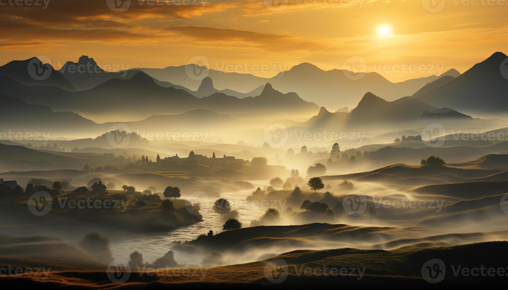AI generated Silhouette of mountain peak at dusk, nature tranquil adventure generated by AI photo