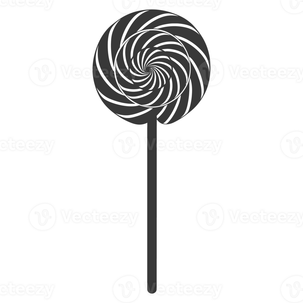 AI generated Silhouette candy lollipop black color only png