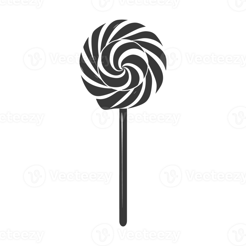 AI generated Silhouette candy lollipop black color only png