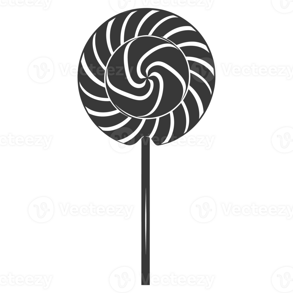 AI generated Silhouette candy lollipop black color only png