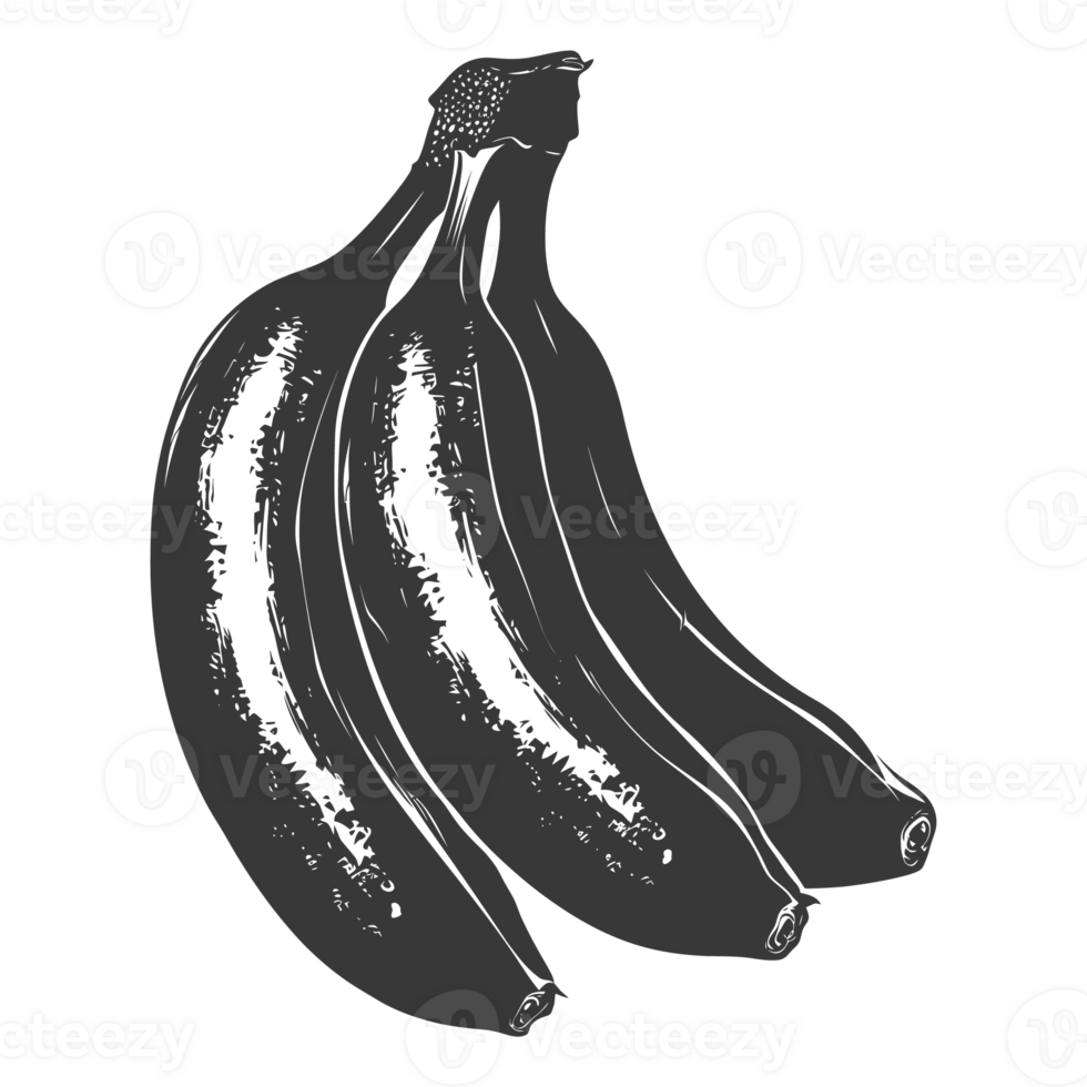 AI generated Silhouette Banana Fruit black color only png