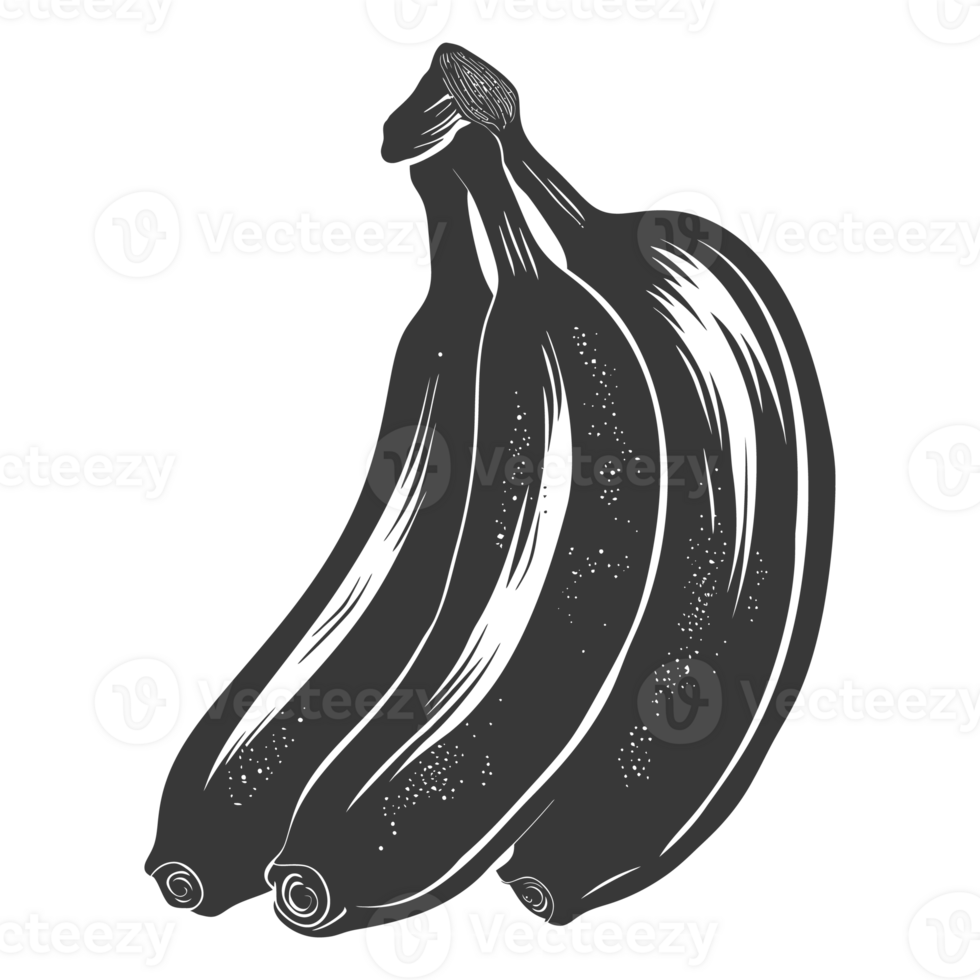 AI generated Silhouette Banana Fruit black color only png