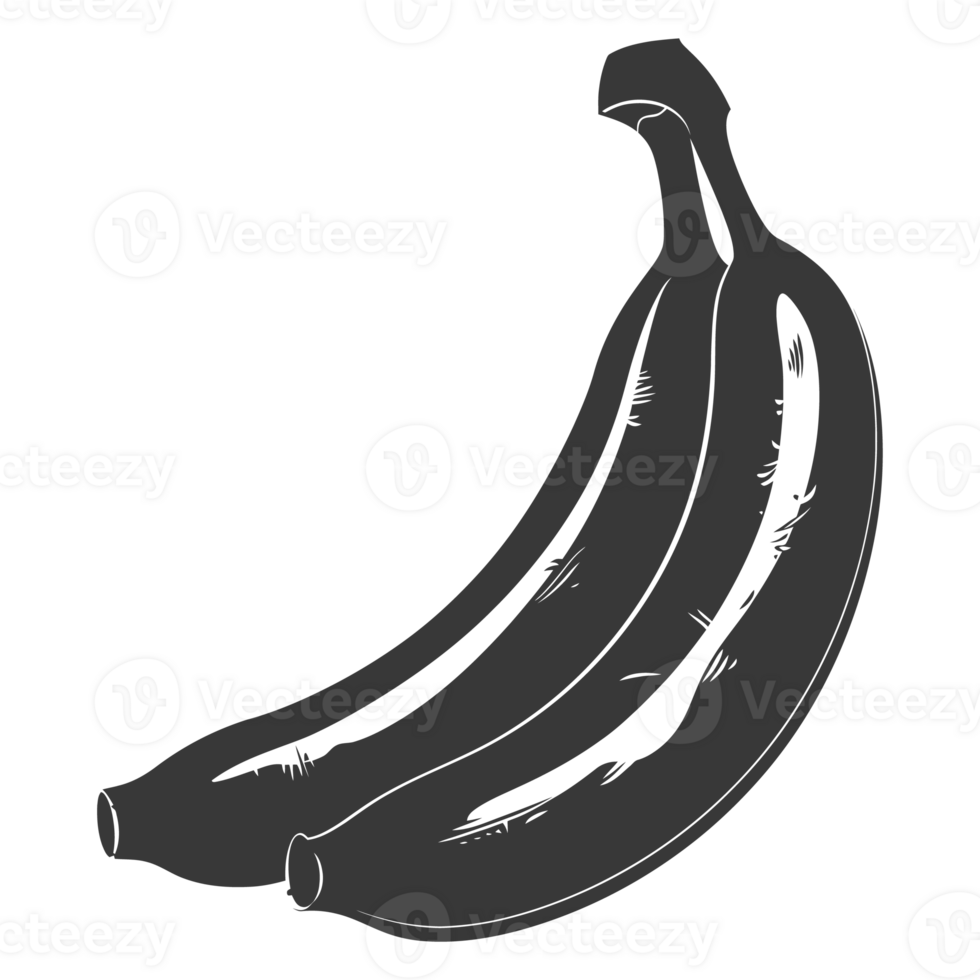 AI generated Silhouette Banana Fruit black color only png