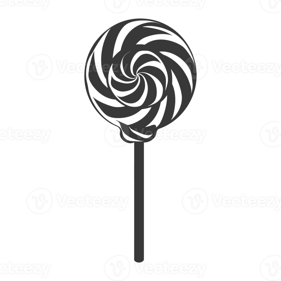 AI generated Silhouette candy lollipop black color only png