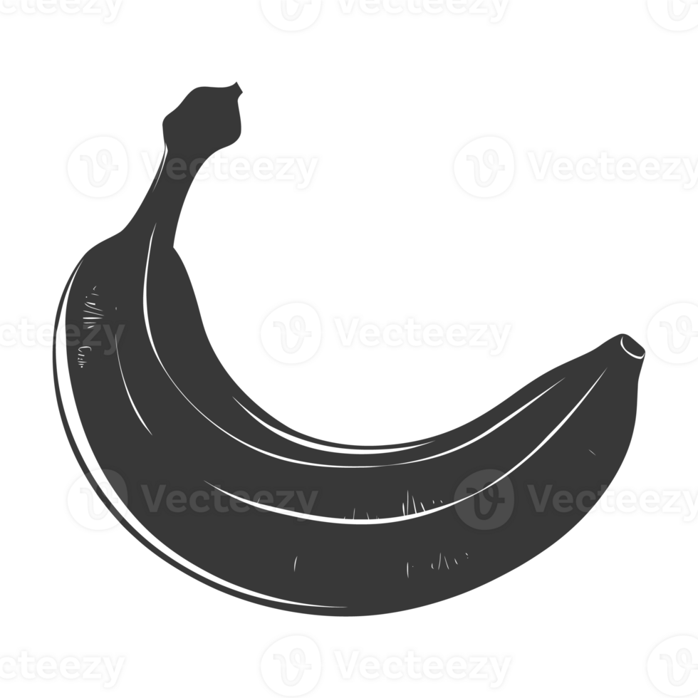 AI generated Silhouette Banana Fruit black color only png