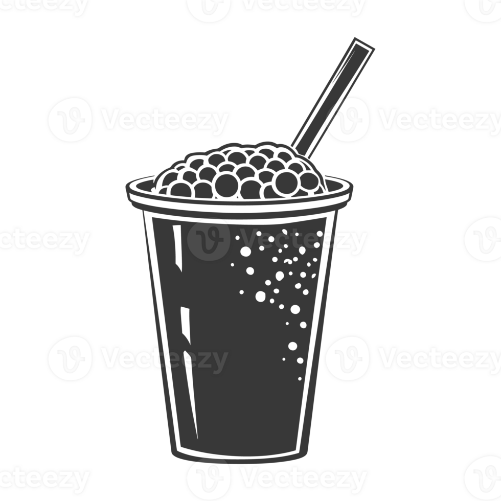 AI generated Silhouette Bubble tea drink black color only png