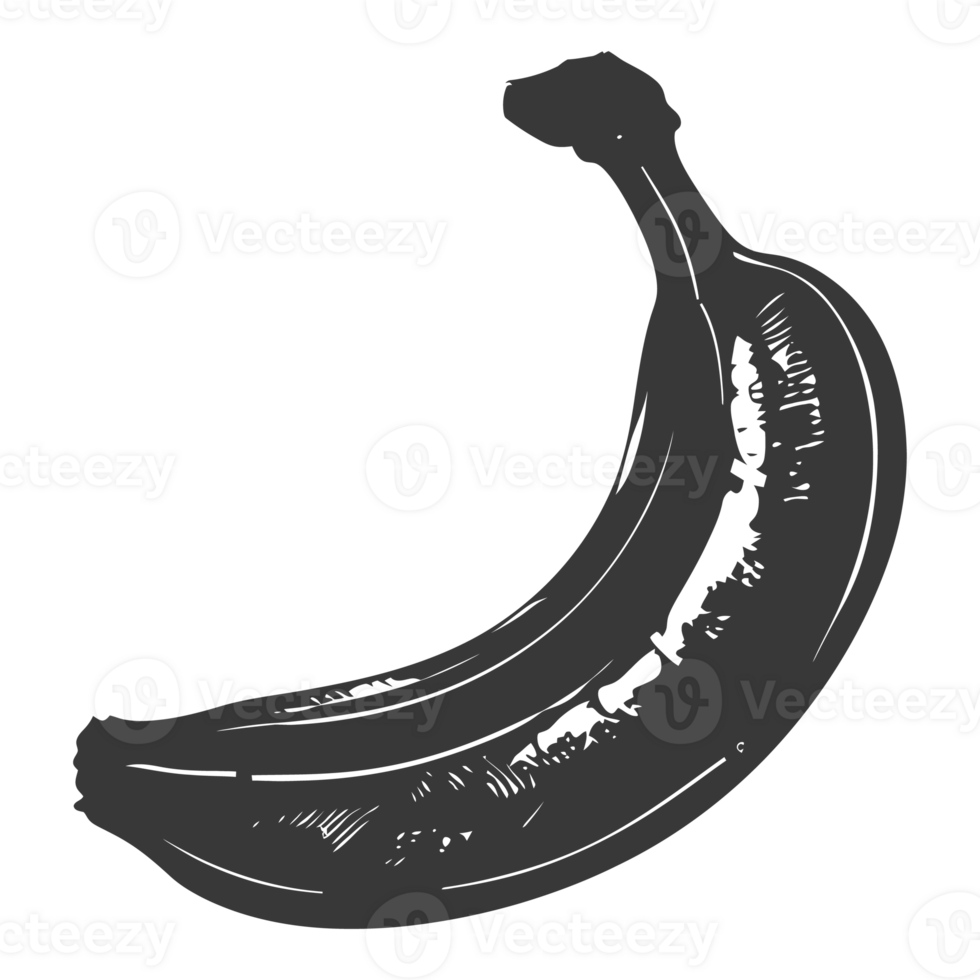 AI generated Silhouette Banana Fruit black color only png