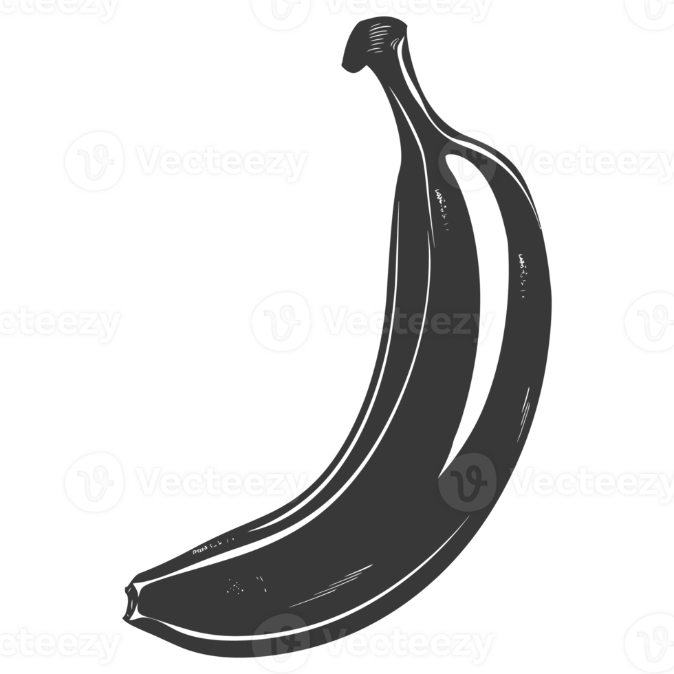 AI generated Silhouette Banana Fruit black color only png