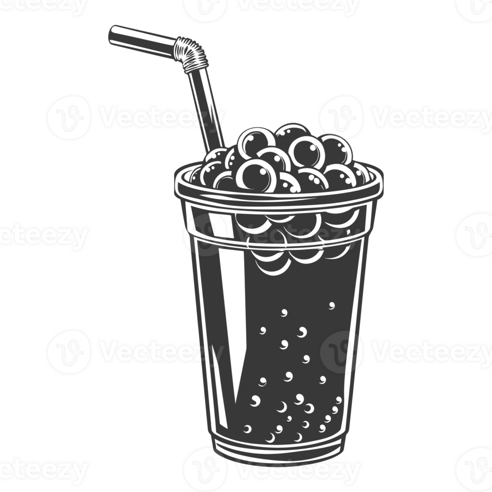AI generated Silhouette Bubble tea drink black color only png