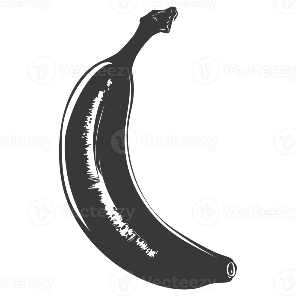 AI generated Silhouette Banana Fruit black color only png