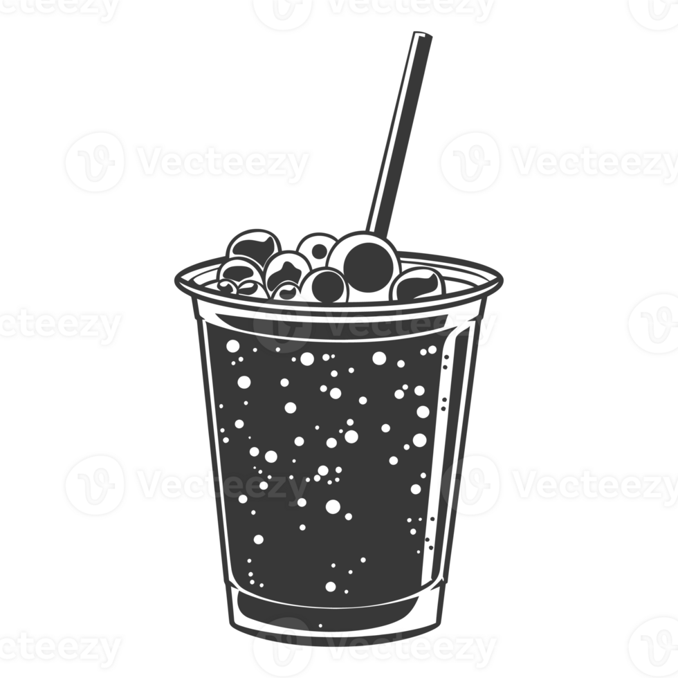AI generated Silhouette Bubble tea drink black color only png
