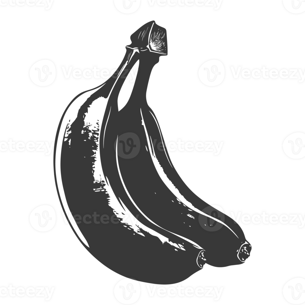 AI generated Silhouette Banana Fruit black color only png
