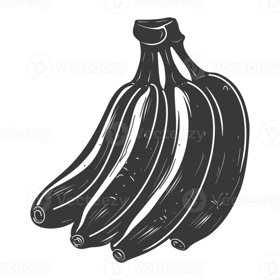 AI generated Silhouette Banana Fruit black color only png
