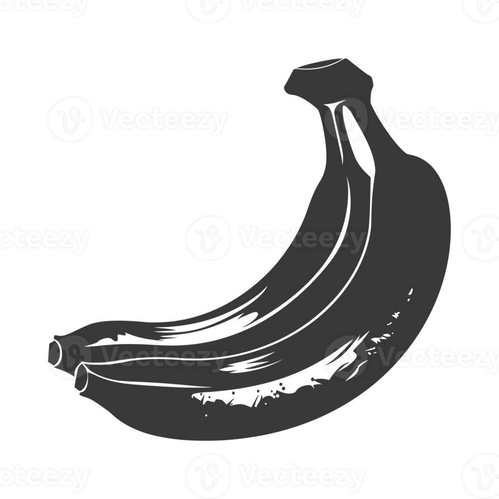 AI generated Silhouette Banana Fruit black color only png