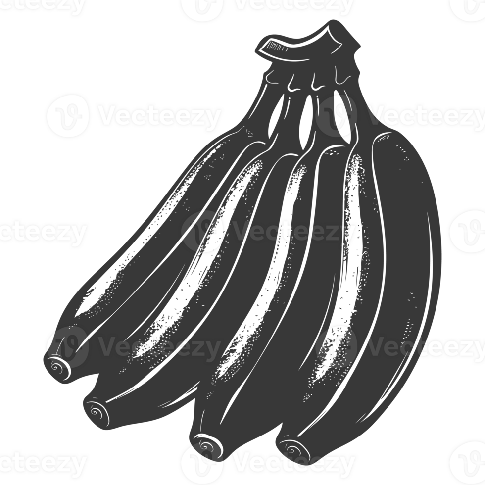 AI generated Silhouette Banana Fruit black color only png