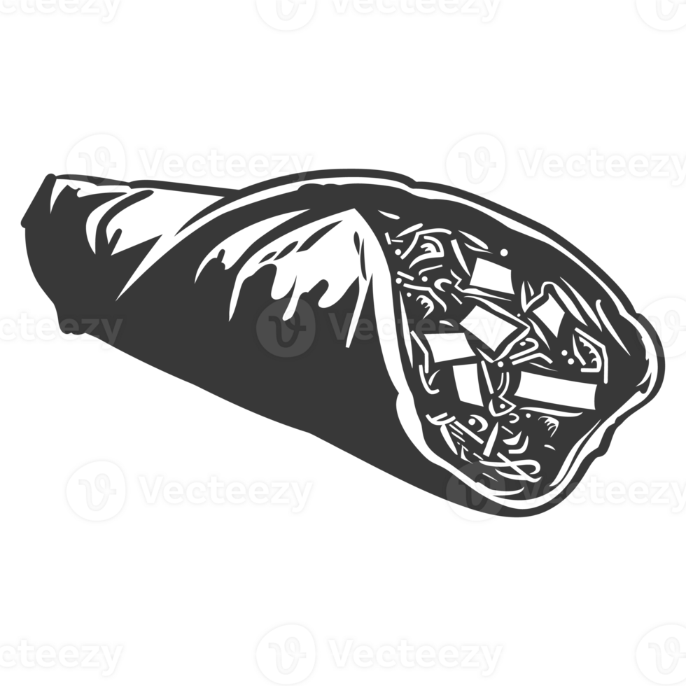 AI generated Silhouette Burrito food black color only png