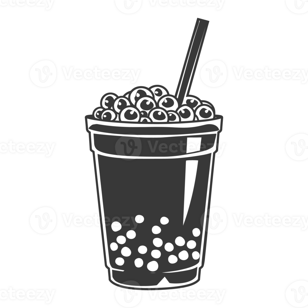 AI generated Silhouette Bubble tea drink black color only png