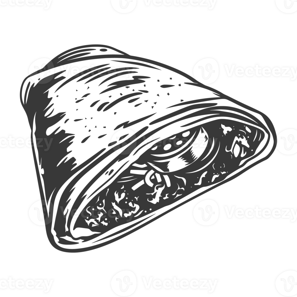 AI generated Silhouette Burrito food black color only png