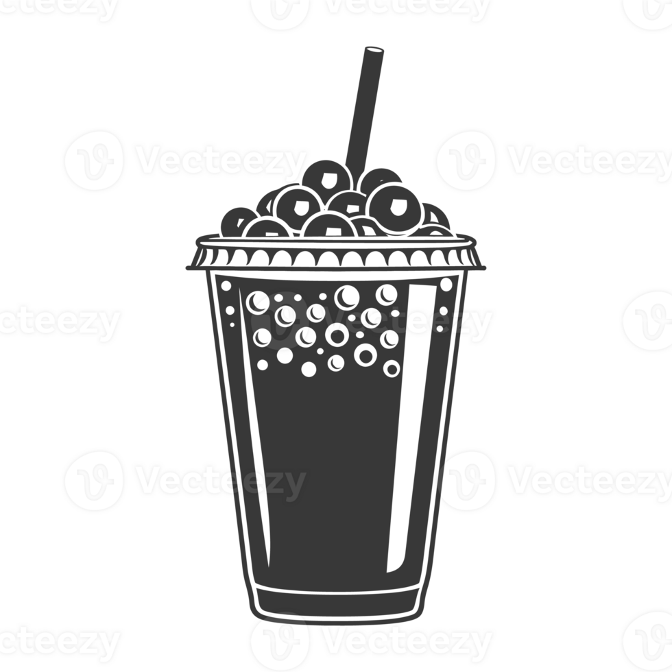 AI generated Silhouette Bubble tea drink black color only png
