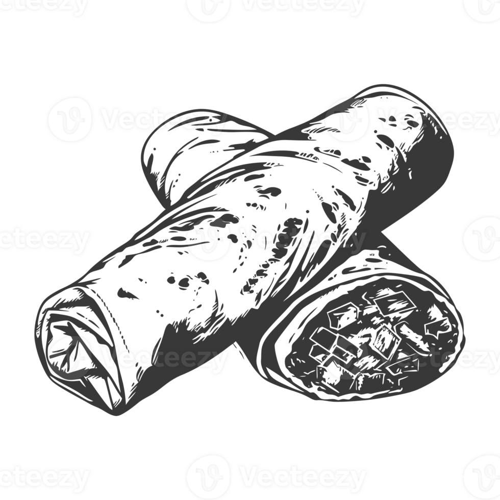AI generated Silhouette Burrito food black color only png