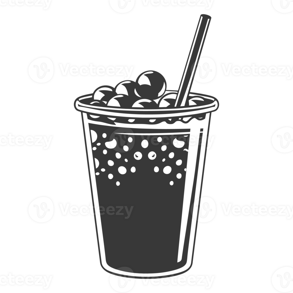 AI generated Silhouette Bubble tea drink black color only png