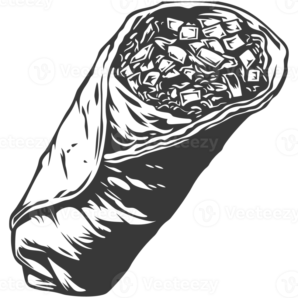 AI generated Silhouette Burrito food black color only png
