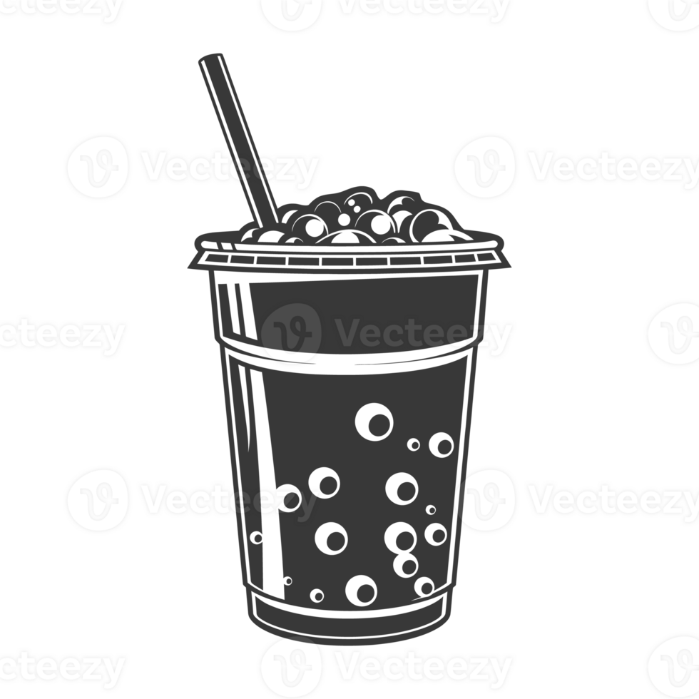 AI generated Silhouette Bubble tea drink black color only png