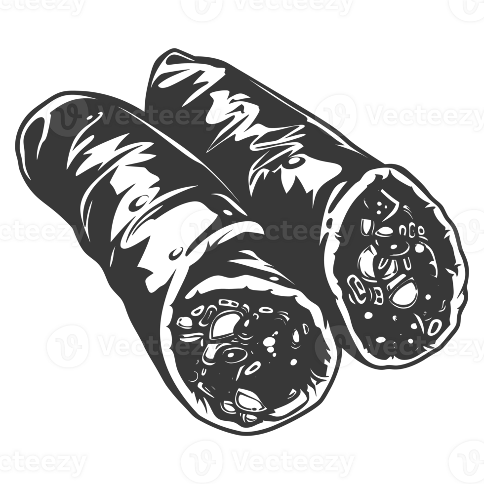 AI generated Silhouette Burrito food black color only png