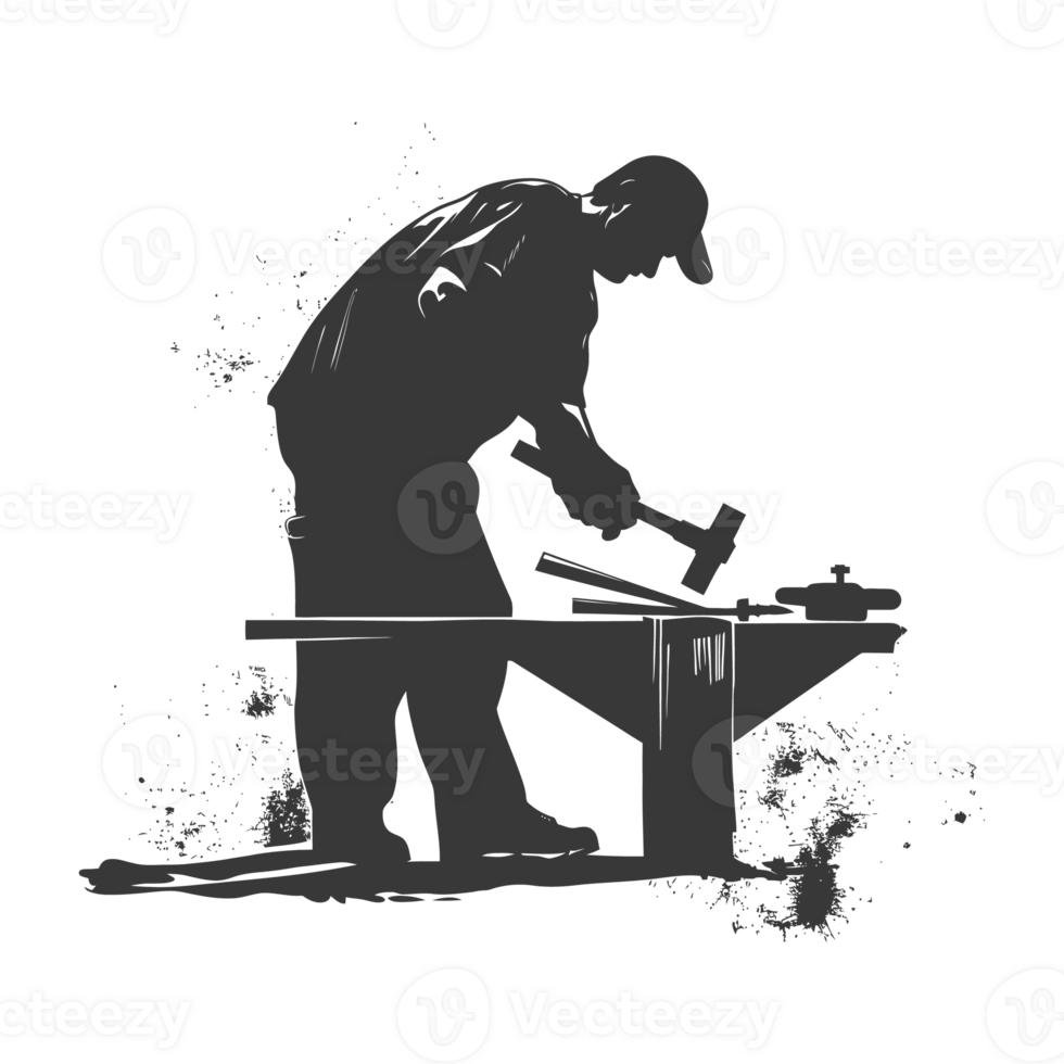 ai genererad silhuett smed i verkan svart Färg endast full kropp png