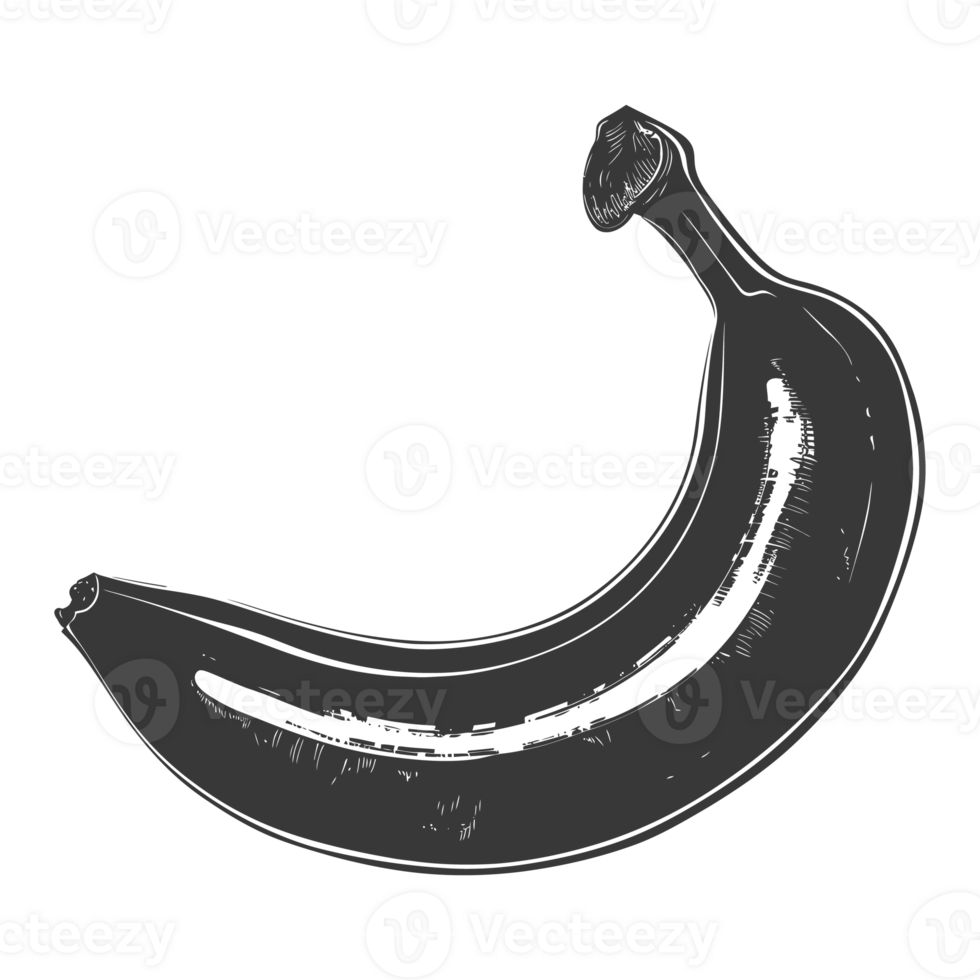 AI generated Silhouette Banana Fruit black color only png